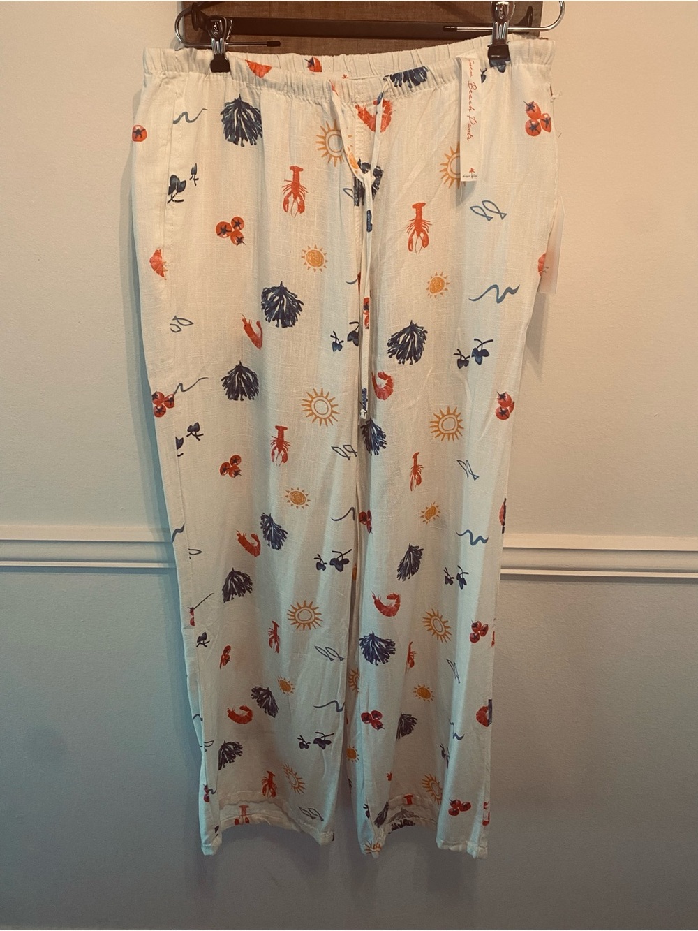 NWT Angel Kiss Summer☀️🦞🦐FUN Light Linen Blend Pants Sz L